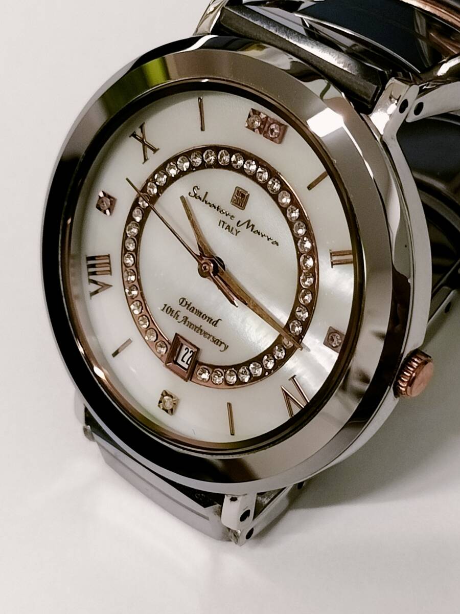 【未使用保管品・新品電池】Salvatore Marra（サルバトーレマーラ）腕時計 10周年記念モデル SM12131 ダイヤモンド シェル文字盤_画像3