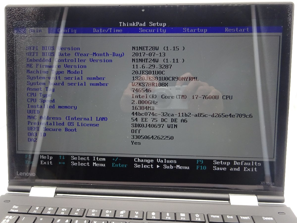 ThinkPad X1 Yoga 20JE-S01U0C 第7世代CPU i7-7600U/16GB/SSD256GB/14インチ/無線LAN_画像7