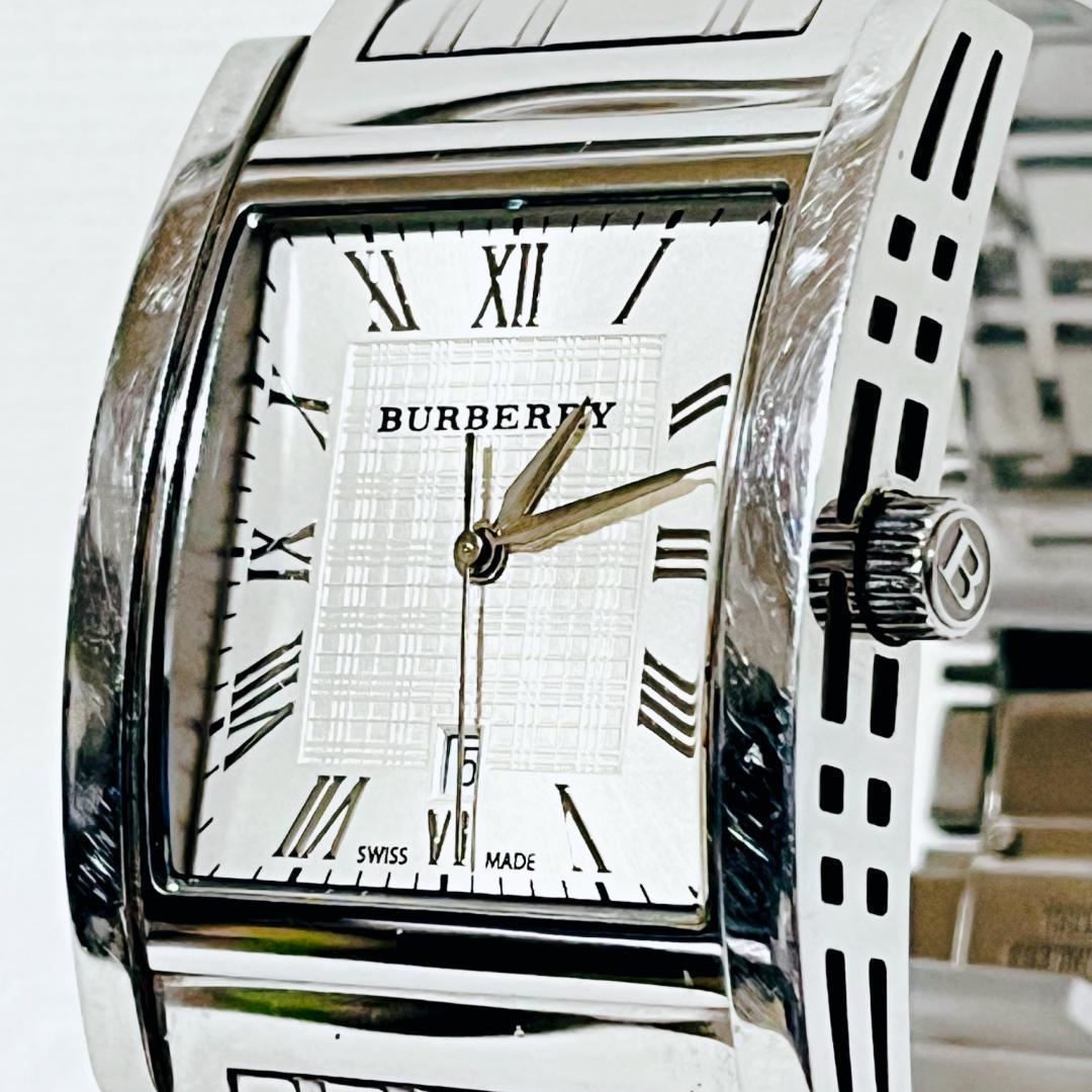 バーバリー 腕時計 BU1550 シルバー スクエア メンズ 動作品_画像2