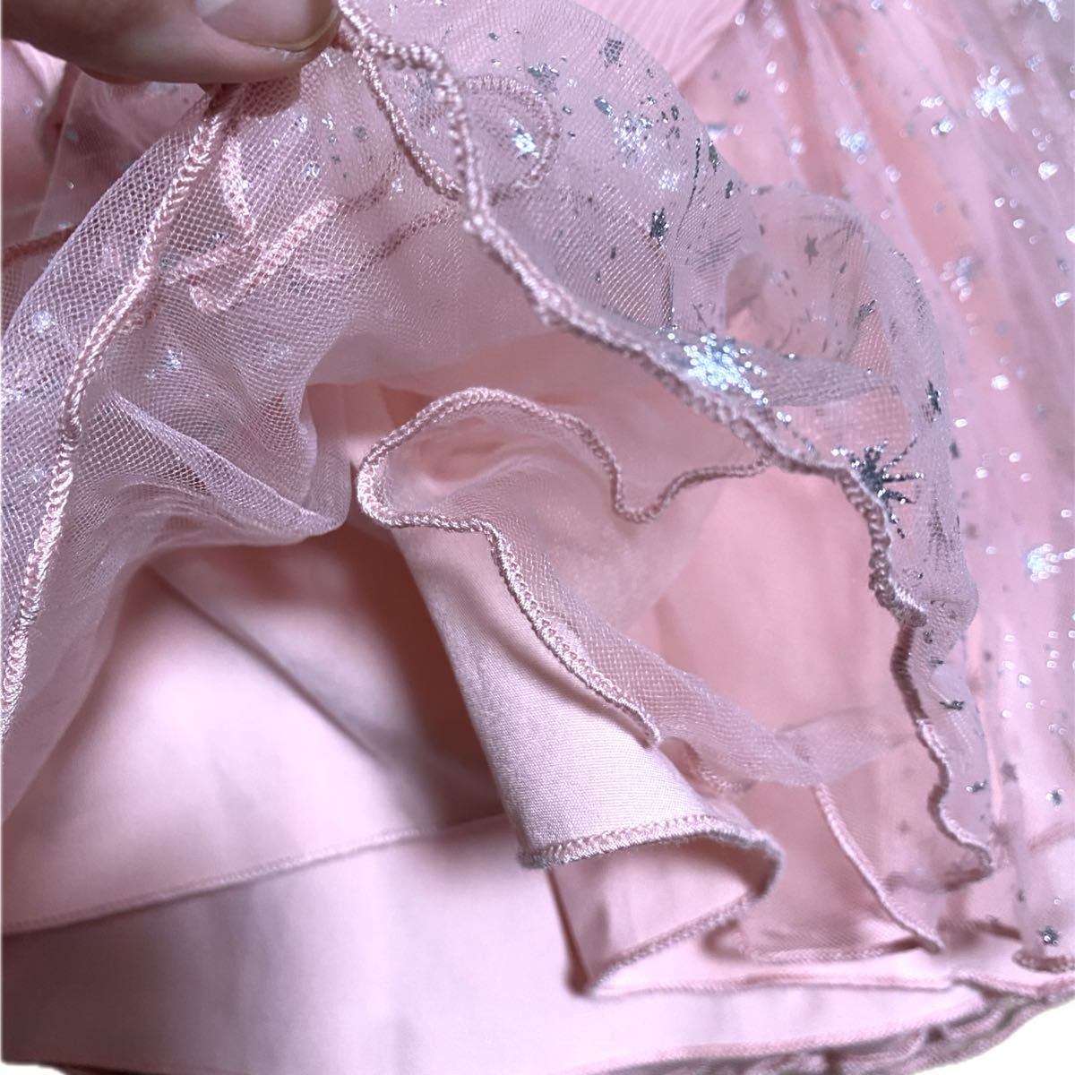 【美品】 女の子ドレス チュール ピンク 星柄 90〜100cm