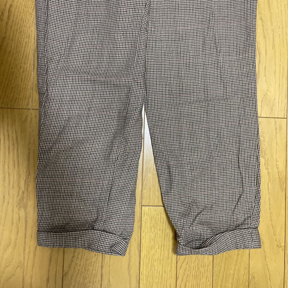  free shipping #Ralph Lauren Ralph Lauren wool Brown check tuck pants size 8 US old clothes 