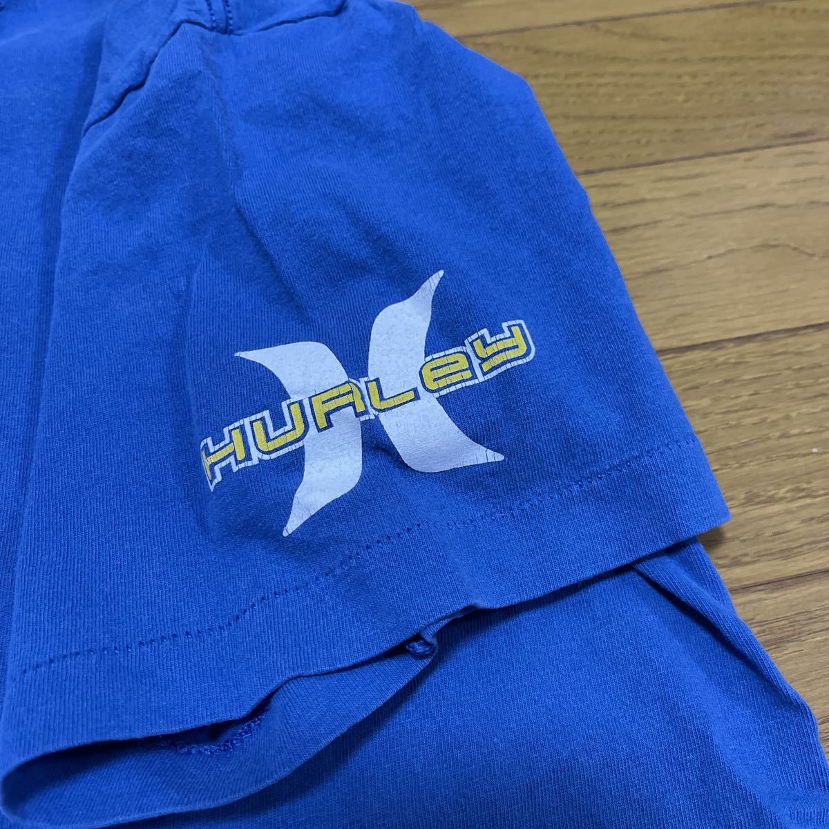 送料無料■HURLEY ハーレー ブルー ロゴ 半袖 Tシャツ サイズ L US古着_画像3