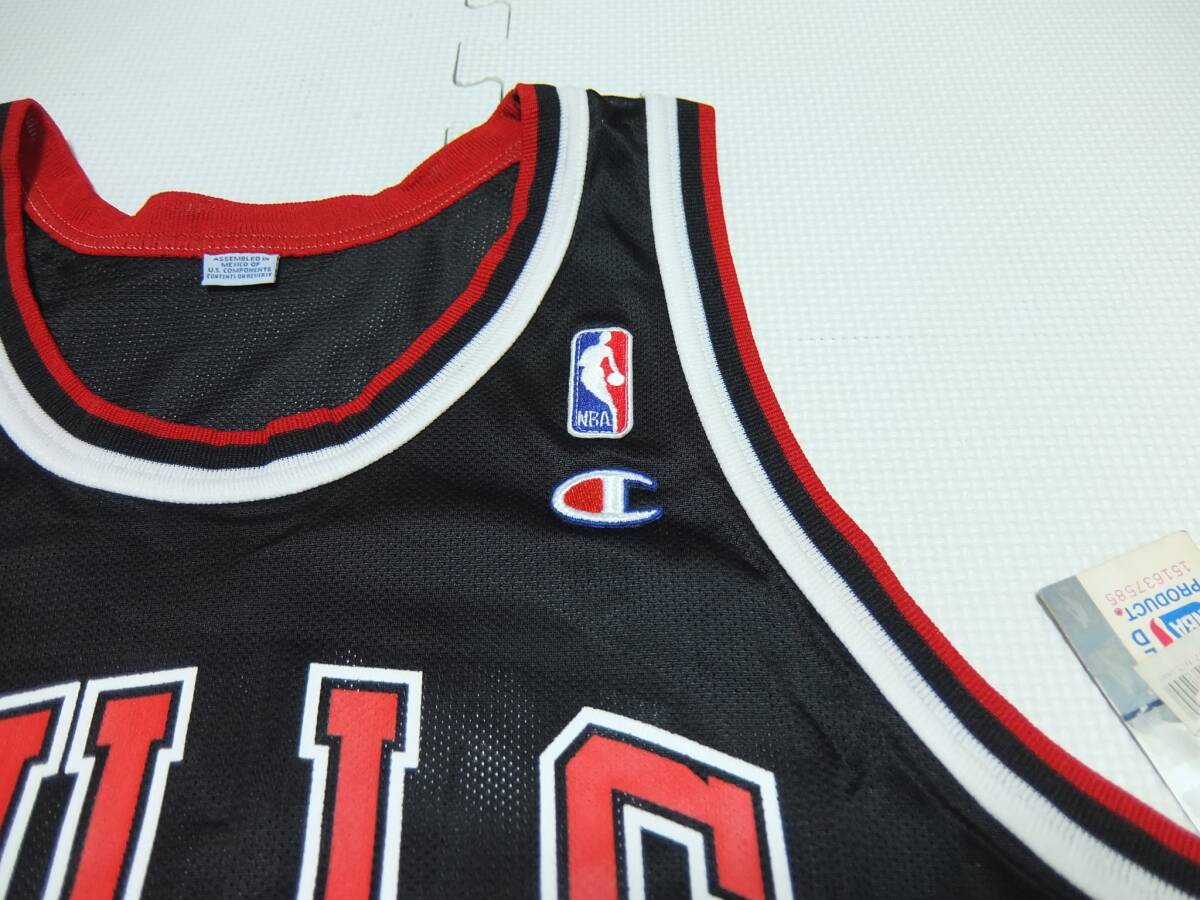 デッドストック 90s チャンピオン NBA シカゴブルズ マイケルジョーダン タンクトップ 黒 44 メンズ Champion BULLS JORDAN 未使用品_画像4