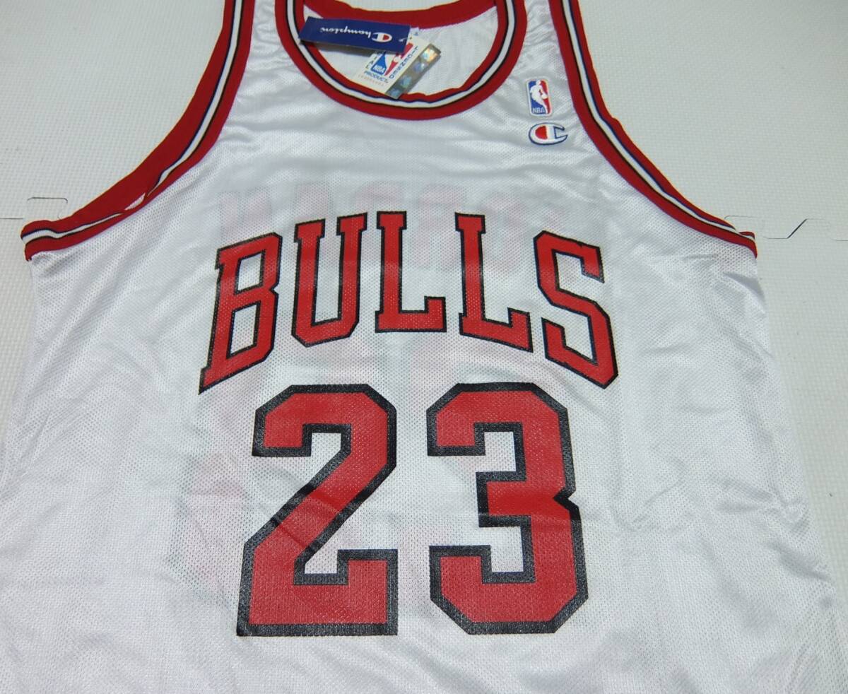 デッドストック 90s チャンピオン NBA シカゴブルズ マイケルジョーダン タンクトップ 白 44 メンズ Champion BULLS JORDAN 未使用品の画像3