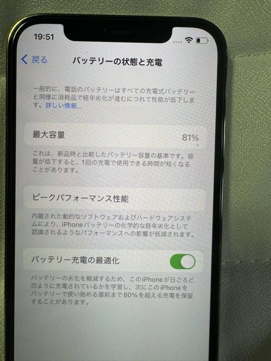 リアカメラ不具合 iPhone12 Pro 128GB Gold MGM73J/A バッテリ81% SIMフリー ゴールド 一括購入残債無し◎の画像6