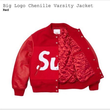 【新品】 24SS M Supreme Big Logo Chenille Varsity Jacket Red シュプリーム ビッグ ロゴ シェニール バーシティ ジャケット レッド