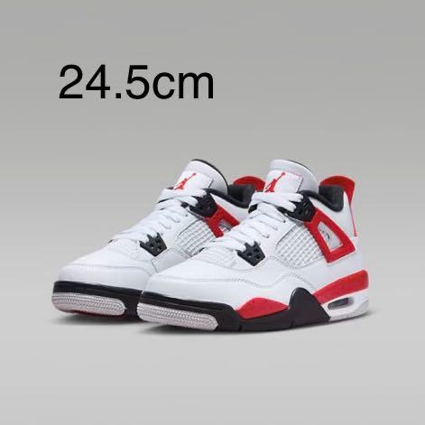 【新品】 24.5cm Nike GS Air Jordan 4 Retro Red Cement ナイキ GS エアジョーダン4 レトロ レッドセメント_画像1
