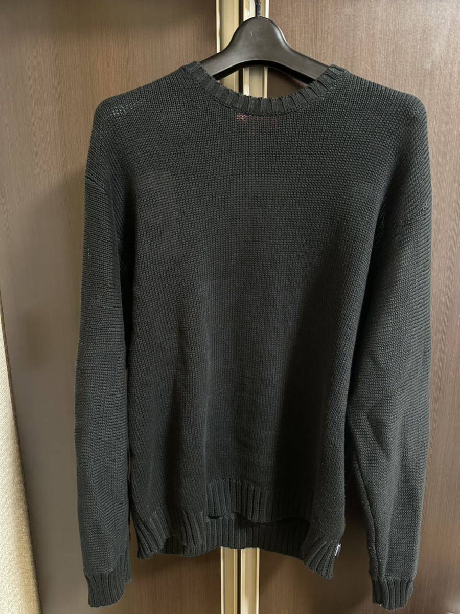 【中古】 20SS Mサイズ Supreme Back Logo Sweater Black ステッカー付き シュプリーム バックロゴ セーター ブラック ニット 黒の画像2
