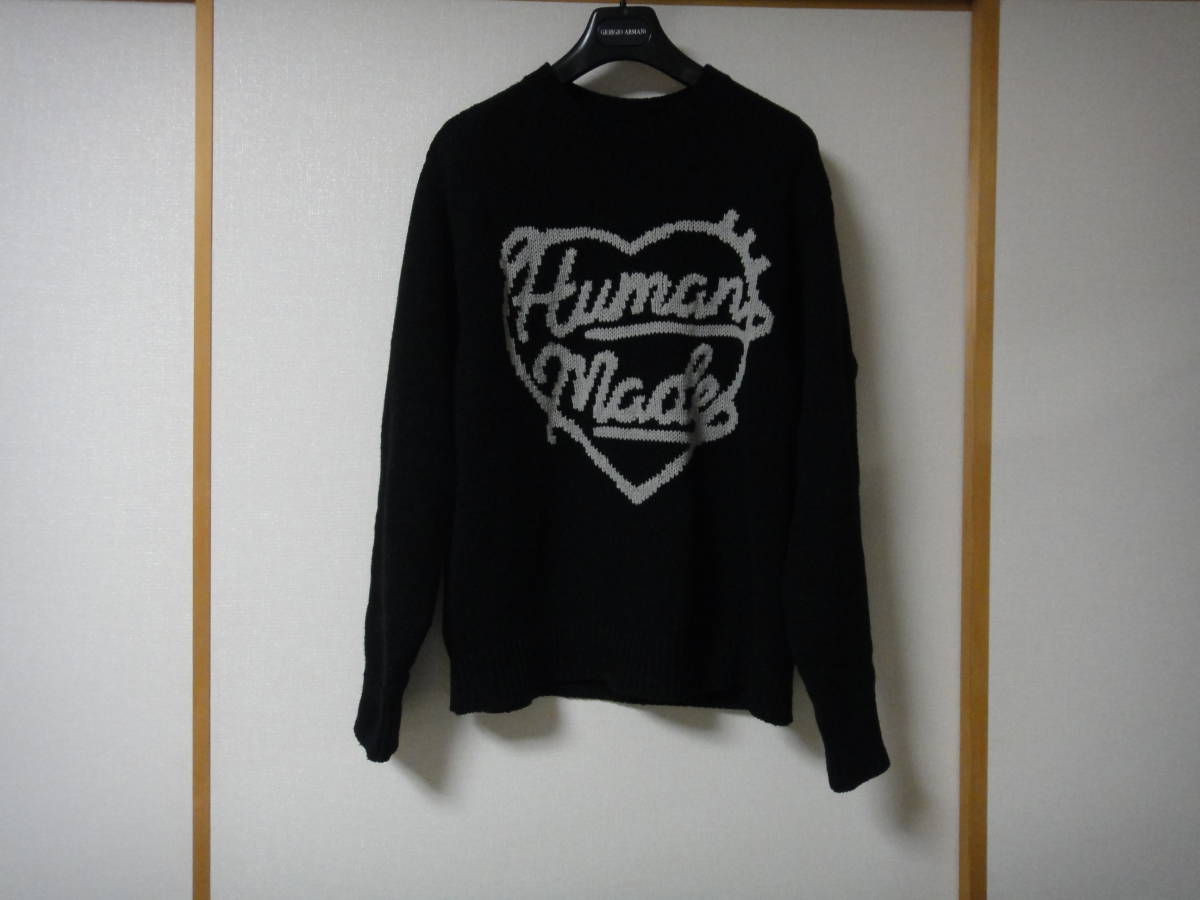 【新古品】HUMAN MADE　ヒューマンメイド　ロウゲージニットセーター　ブラック　サイズXL_画像1