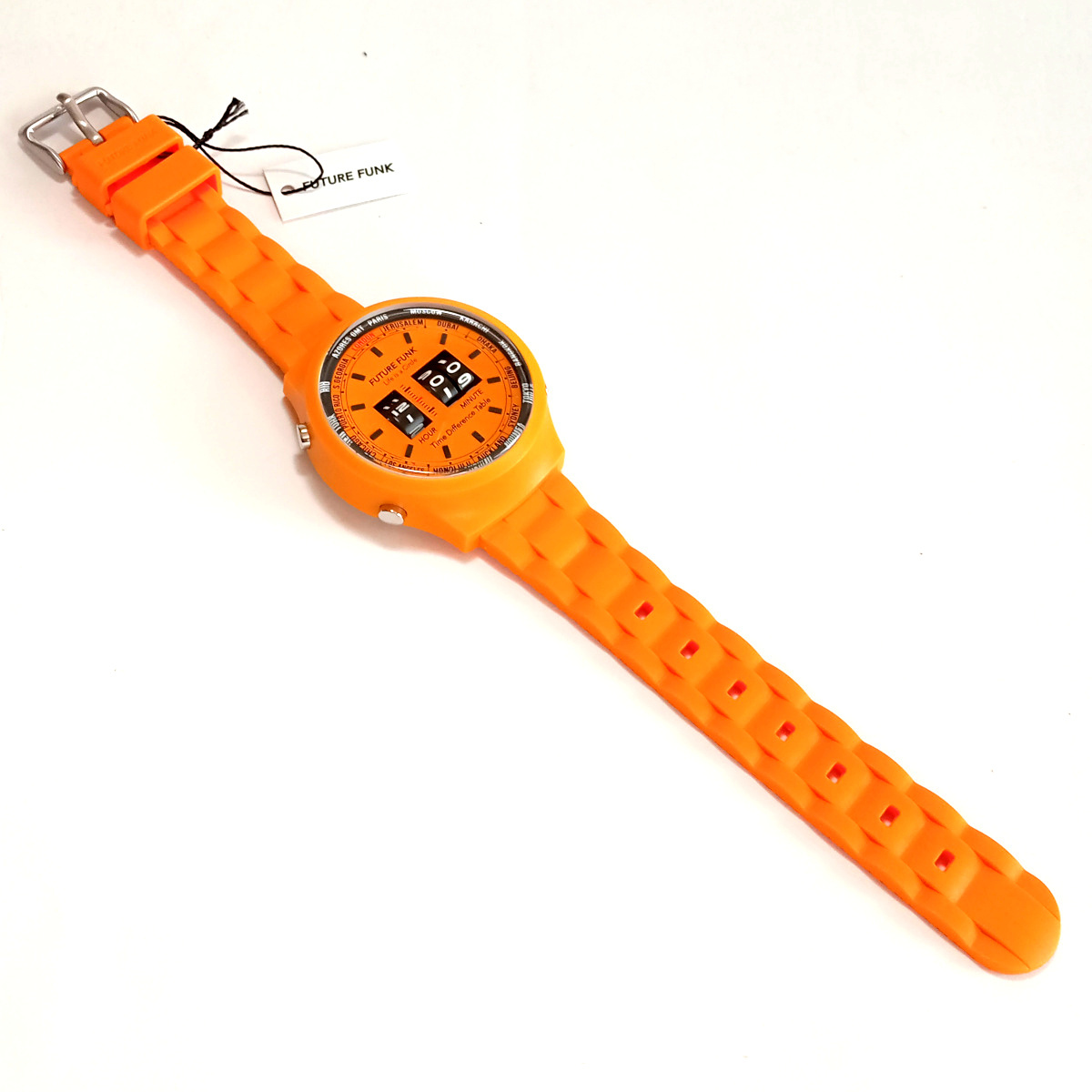 【ffw50】新品 FUTURE FUNK フューチャー ファンク 腕時計 FF105-MS クォーツ オレンジケース オレンジラバーベルト ビタミンカラーの画像3