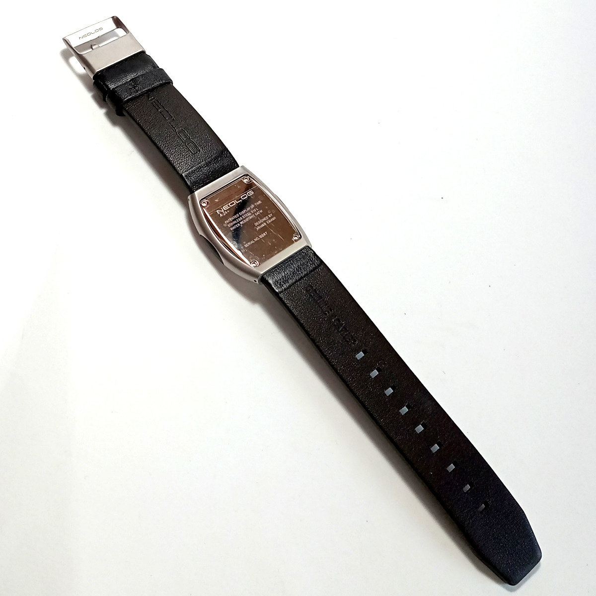【neo44】新品 ネオログ NEOLOG A-24 Ⅱ CLASSIC LEATHER デジタル腕時計 クラシックレザー 黒本皮ベルト シルバー×ブラック SWHD-002-50_画像3