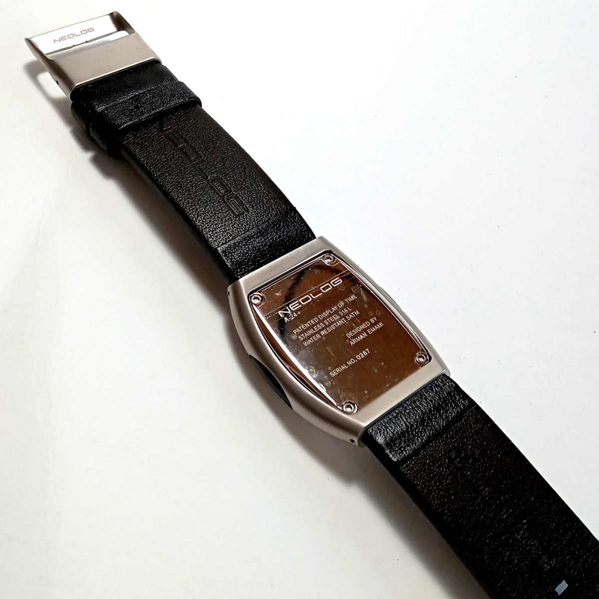 【neo44】新品 ネオログ NEOLOG A-24 Ⅱ CLASSIC LEATHER デジタル腕時計 クラシックレザー 黒本皮ベルト シルバー×ブラック SWHD-002-50_画像5