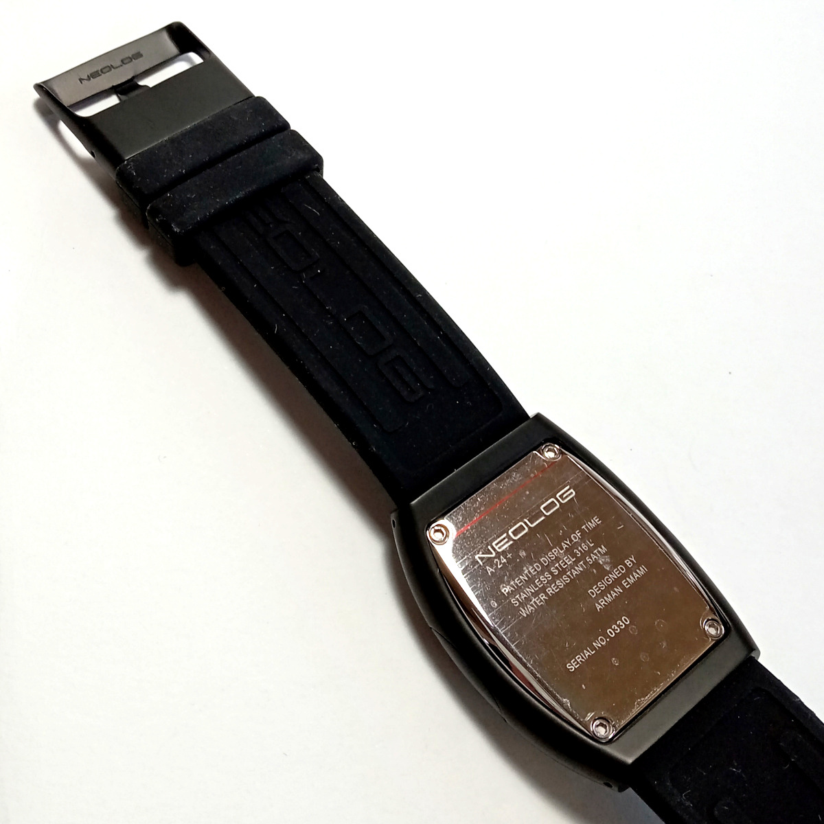 【neo47】新品 ネオログ NEOLOG A-24 Ⅱ DARK SILICONE デジタル腕時計 シリコン 黒ラバーベルト ブラック SWHD-002-20 5気圧防水_画像5