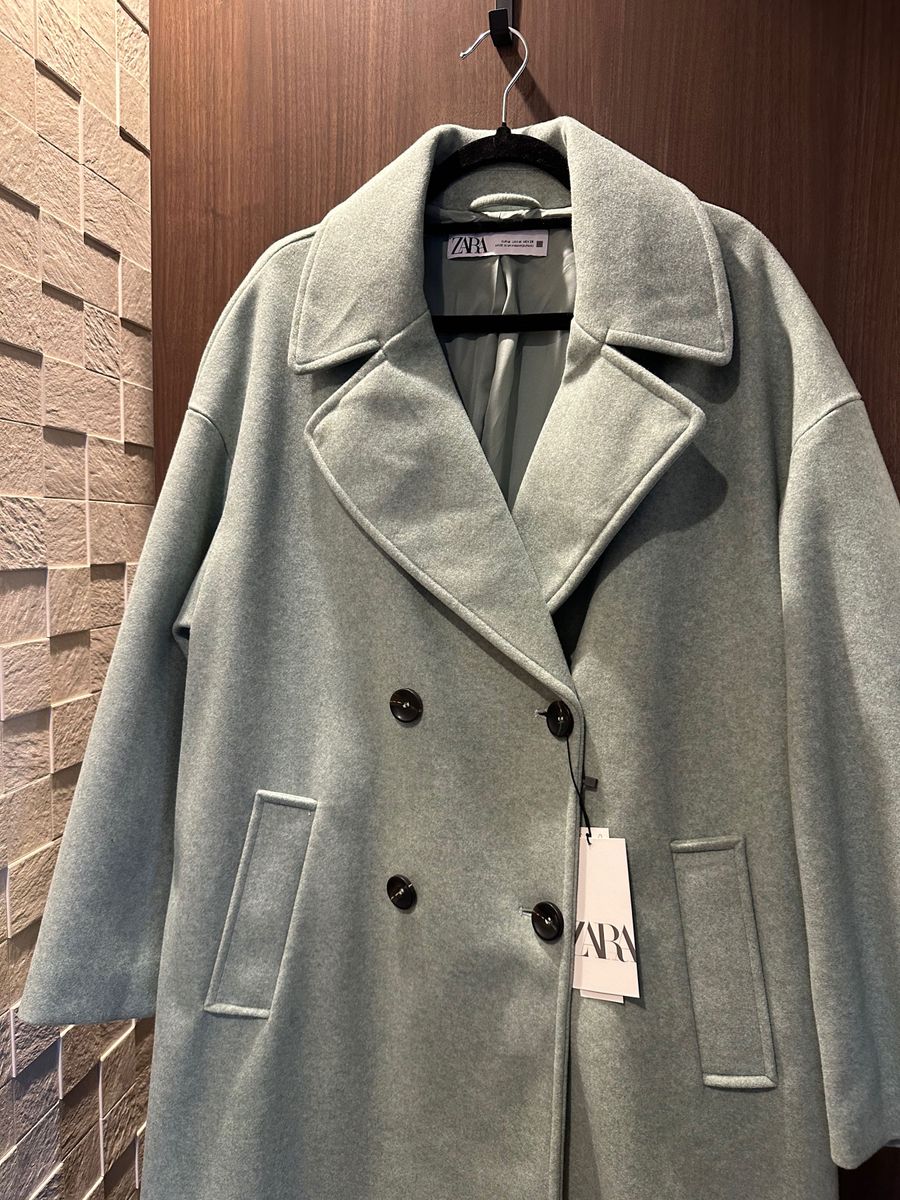 新品タグ付き　ZARA グリーン　ロングコート　チェスターコート　オシャレ　Mサイズ