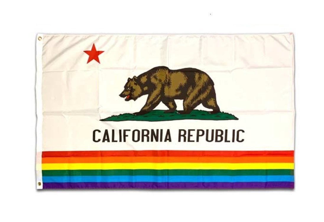 ◆送料無料◆【CALIFORNIA・カリフォルニア レインボー】※《アメリカン フラッグ／900×1520mm》　アメリカン雑貨　旗_画像1
