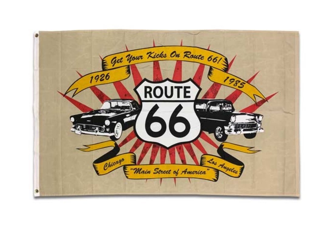 ◆送料無料◆【ROUTE66 OLD CAR・オールドカー】※《アメリカン フラッグ／900×1500mm》　アメリカン雑貨　旗　ルート66_画像1