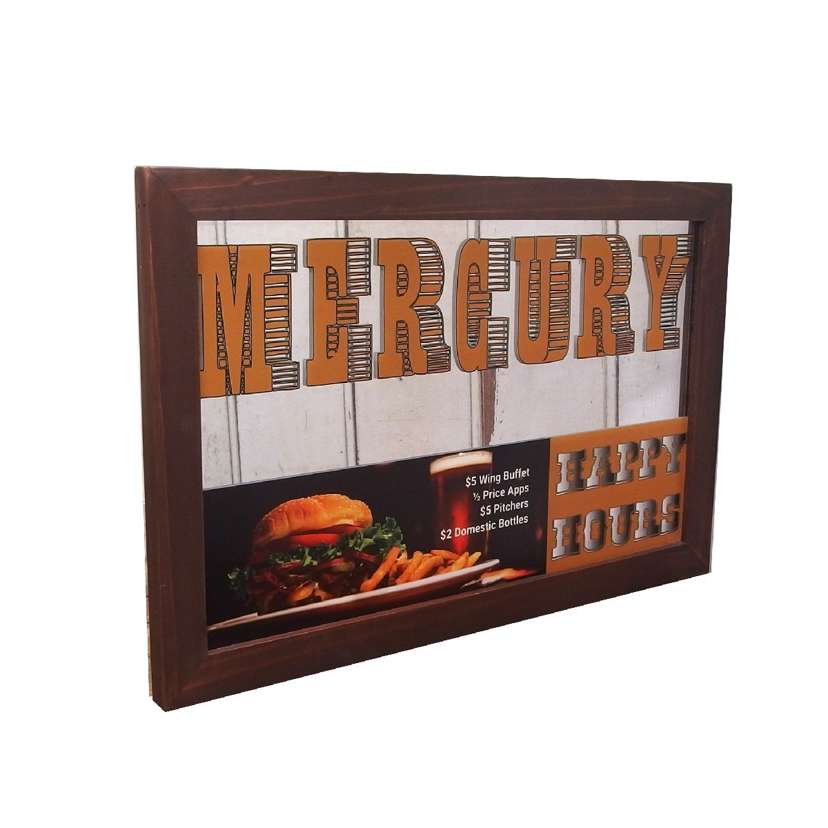 【MERCURY・マーキュリー】※《パブミラー 横型／BURGER＆BEER》　アメリカン雑貨　ヴィンテージ_画像1