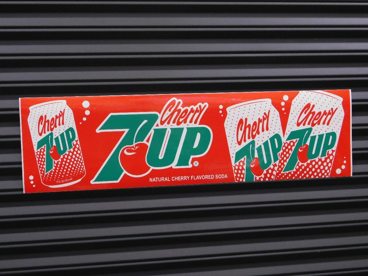 [7UP* seven up Cherry ]*{ bumper sticker | red * size 76×279mm} 89~95 period logo-sticker 