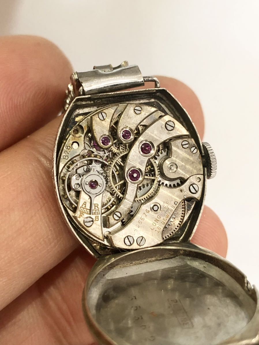 LONGINES 手巻き アンティーク プラチナ PLATINE スモセコ 腕時計 cal.828 ロンジン_画像5