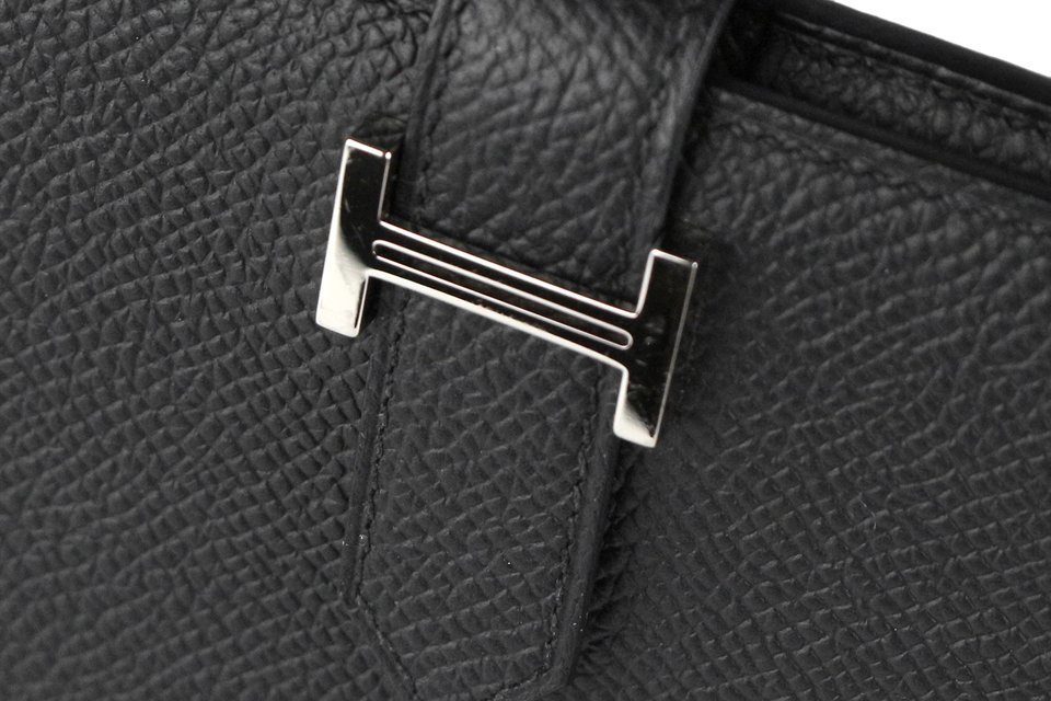 【美品 - 大変綺麗】エルメス/HERMES　ベアン コンパクト（コンパクトウォレット/二つ折財布）　エプソン　ブラック　U刻印（2022年製）_画像5