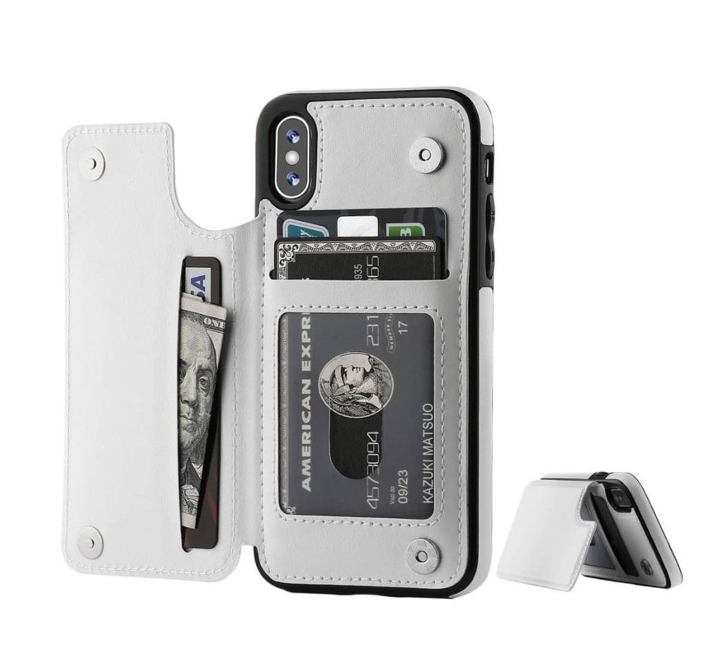iPhoneXR スマホケース 白 ホワイト 背面収納 カード収納 カバー