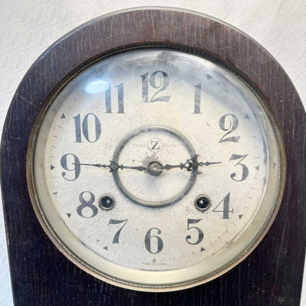 古時計 柱時計 掛時計 TRADE MARK (Z)振り子時計 アンティーク　ビンテージ　高さ43cm ゼンマイ　未チェック・ジャンク品_画像2