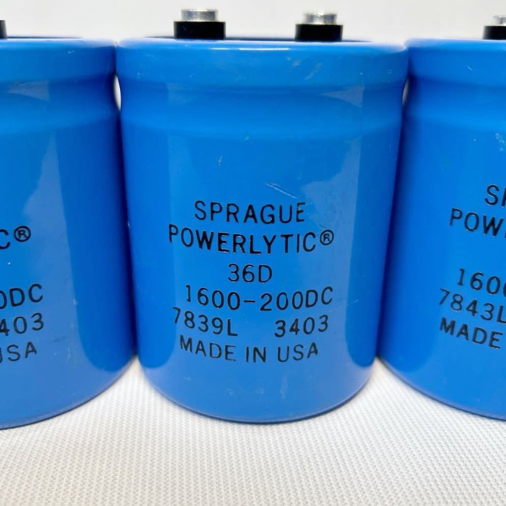 【大型コンデンサー3個】スプラグ　SPRAGUE POWERLYTIC 36D 1600-200DC 大型電解コンデンサー　USA製　3個のまとめての出品　未使用保管品_画像5