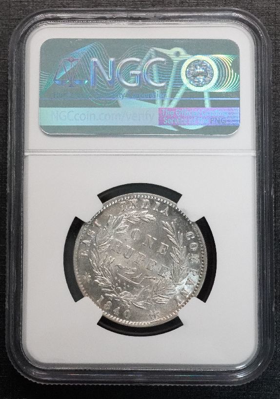 1840年 インド 銀貨 NGC MS61 ヤングヘッド ヴィクトリア 女王 １ ルピー 硬貨 アンティークコイン ワイオン ビクトリア 銀貨 シルバー_画像6