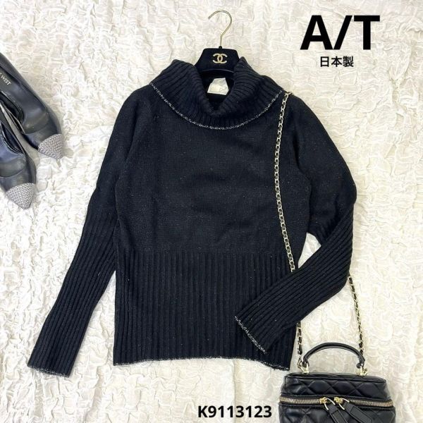 A/T エーティー　タートルネック　トップス　セーター　日本製　ブラック　長袖_画像1
