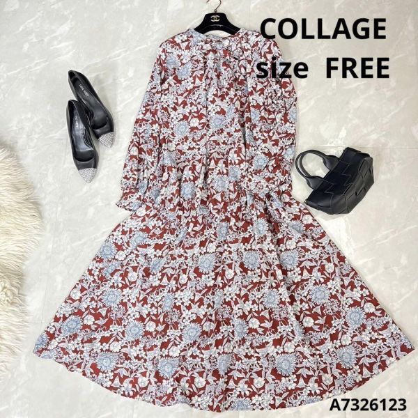 COLLAGEコラージュ花柄シフォンロング丈ワンピースsize FREE