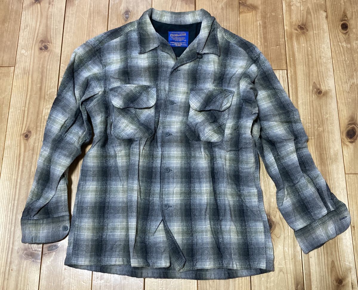 【レアカラー】PENDLETON ペンドルトン オープンカラーウールシャツ ネルシャツ オンブレ シャドーチェック サイズM_画像1