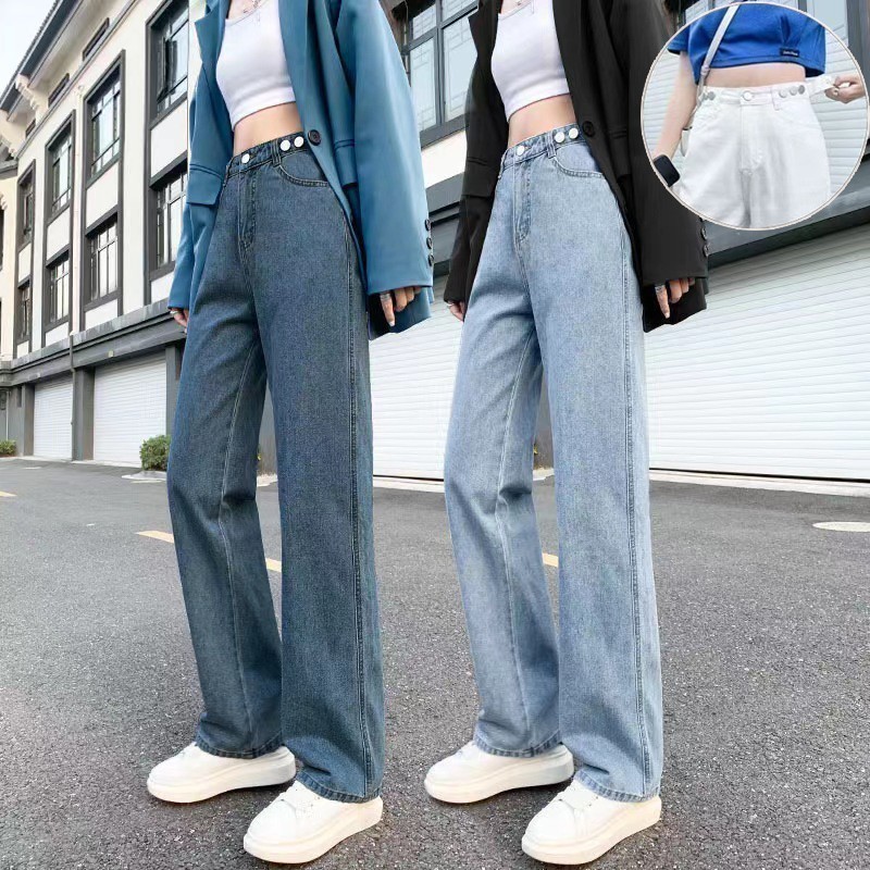 ハイウエスト ワイド ストレート デニム パンツ 韓国 ストリート デニムパンツ ストレート ワイドパンツ ジーンズ ハイウエスト