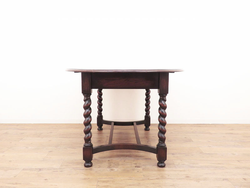 ツイスト脚のシンプルなオーバルの木製ダイニングテーブル/ディスプレイテーブル/店舗什器/インテリア/イギリスのアンティーク家具/AL-2351_画像4