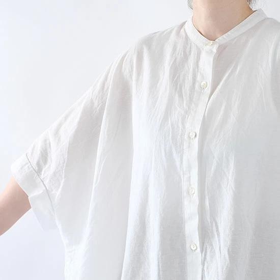 【新品タグ付】mizuiro ind ミズイロインド スタンドカラーワイドシャツ 白 ホワイト_画像4