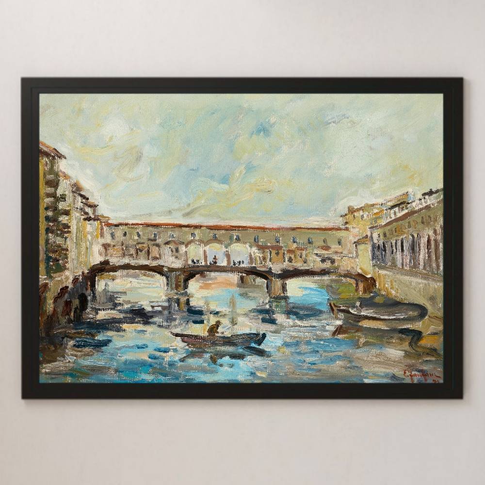  fan fur ni[fi Len tse. vekio.] picture art lustre poster A3 bar Cafe Classic interior landscape painting Italy . river 