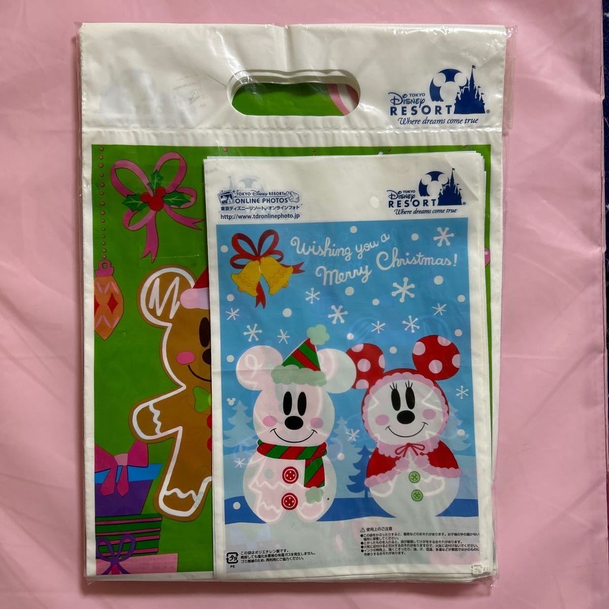 ディズニーお土産袋・ショップ袋　4サイズ合計34枚クリスマス　スノーマン・ジンジャーブレッド　ミッキー&ミニー　ディズニーリゾート TDR_画像2