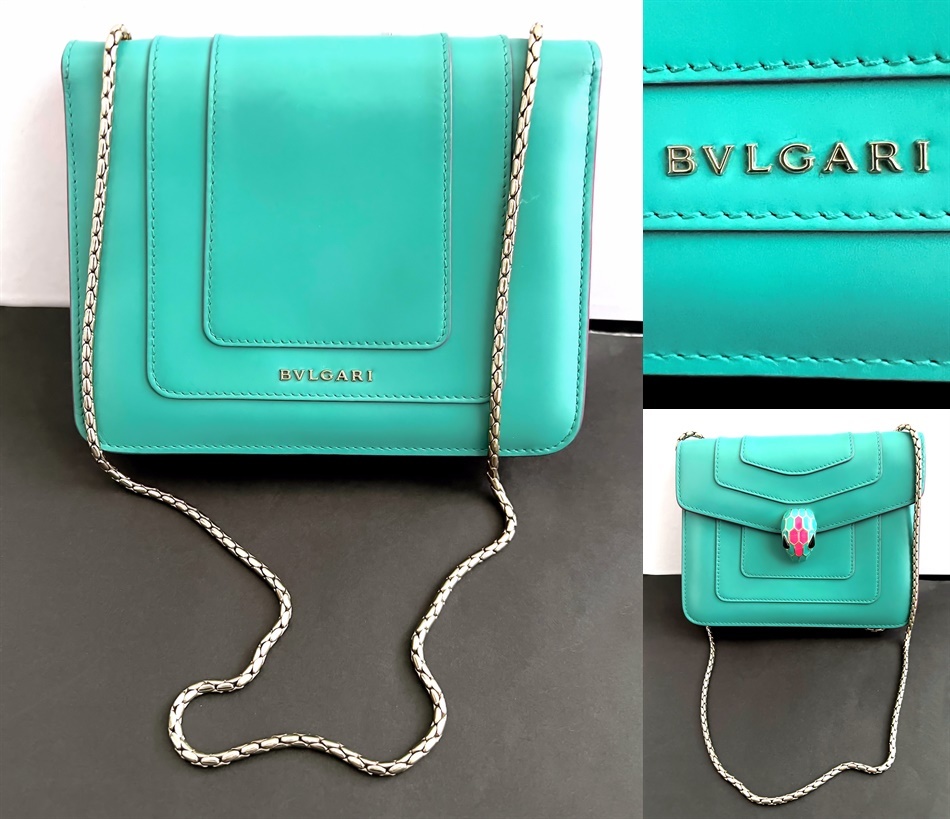 BVLGARI　定価40万　美品　ブルガリ　セルペンティ フォーエバー　スモール クロスボディバッグ　ショルダーバッグ　エメラルド バイカラー_画像2