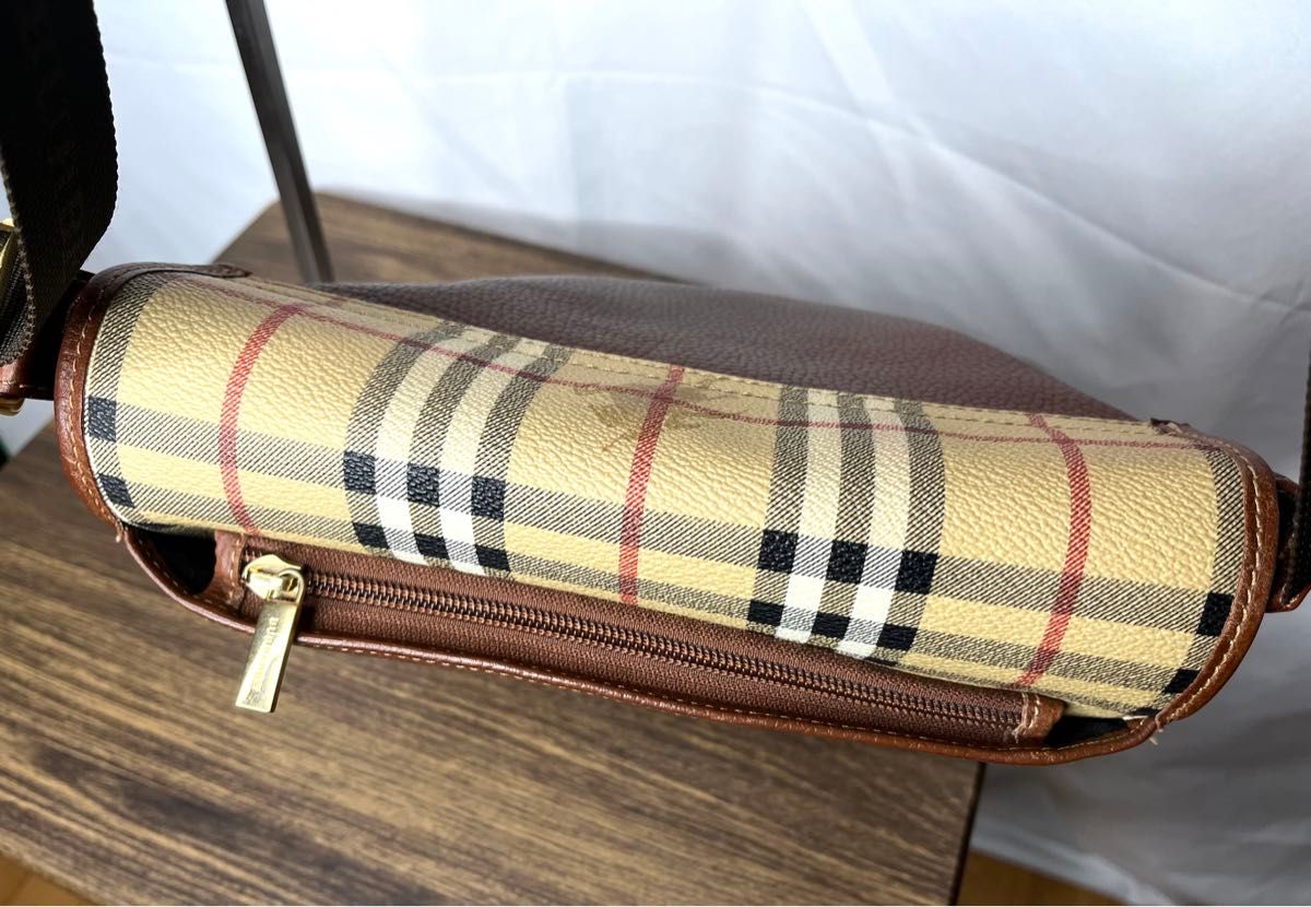 超美品☆ BURBERRY バーバリー　シャドーホース　ノバチェック　ショルダーバッグ　本革レザー　ブラウン　ベージュ　斜めがけ