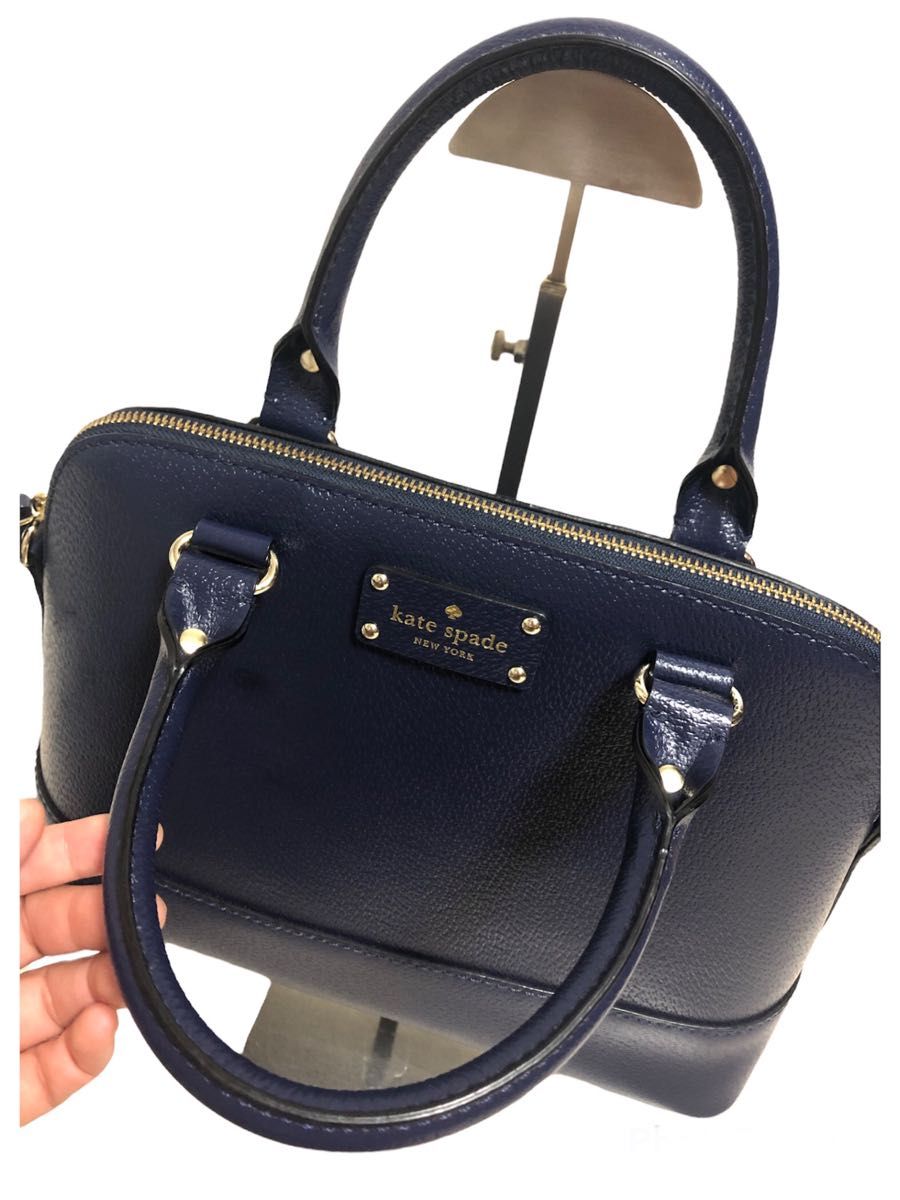 超美品☆ kate spade NEW YORK  2way ショルダーバッグ　青 ブルー  レザー ハンドバッグ　ケイトスペード