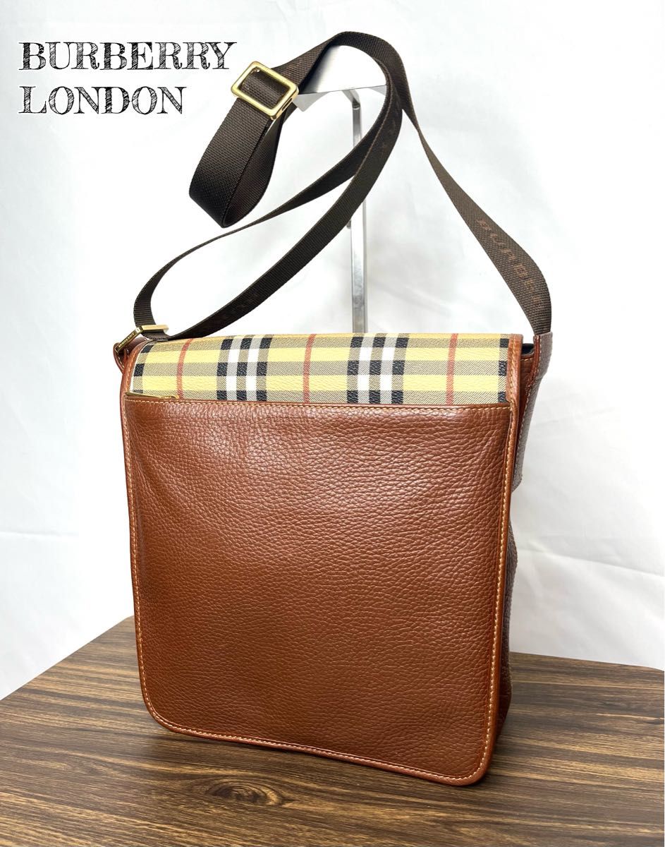 超美品☆ BURBERRY バーバリー　シャドーホース　ノバチェック　ショルダーバッグ　本革レザー　ブラウン　ベージュ　斜めがけ