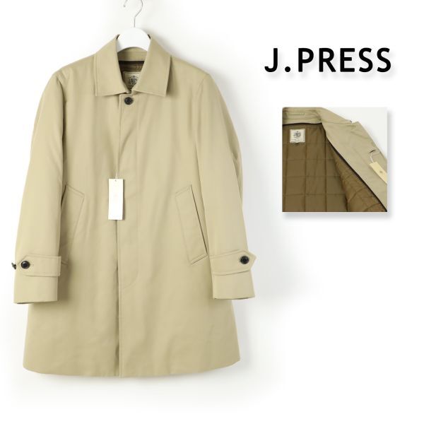 164 新品 J.PRESS ジェイプレス ベーシック ステンカラーコート メンズ ビジネス ライナー付き コート ベージュ S_画像1