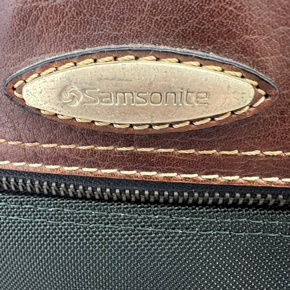 【Ｔ】Samsonite　サムソナイト　キャンバス　バッグ　メンズ　ビジネスバッグ　旅行カバン　カーキ×ブラウン　大容量　多機能【656】_画像2