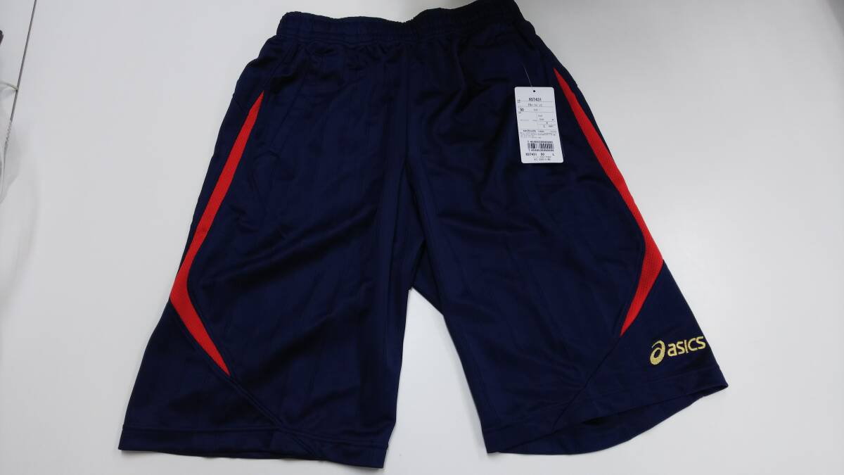  Asics shorts L navy blue × red XST431 new goods unused 