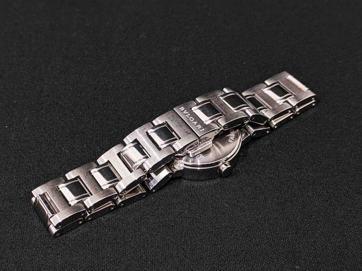 【43961】1円～ BVLGARI ブルガリ ブルガリブルガリ BB 23 SS クオーツ QZ ダイヤモンド 白文字盤 稼働品 2針 腕時計 スイス製 レディースの画像6