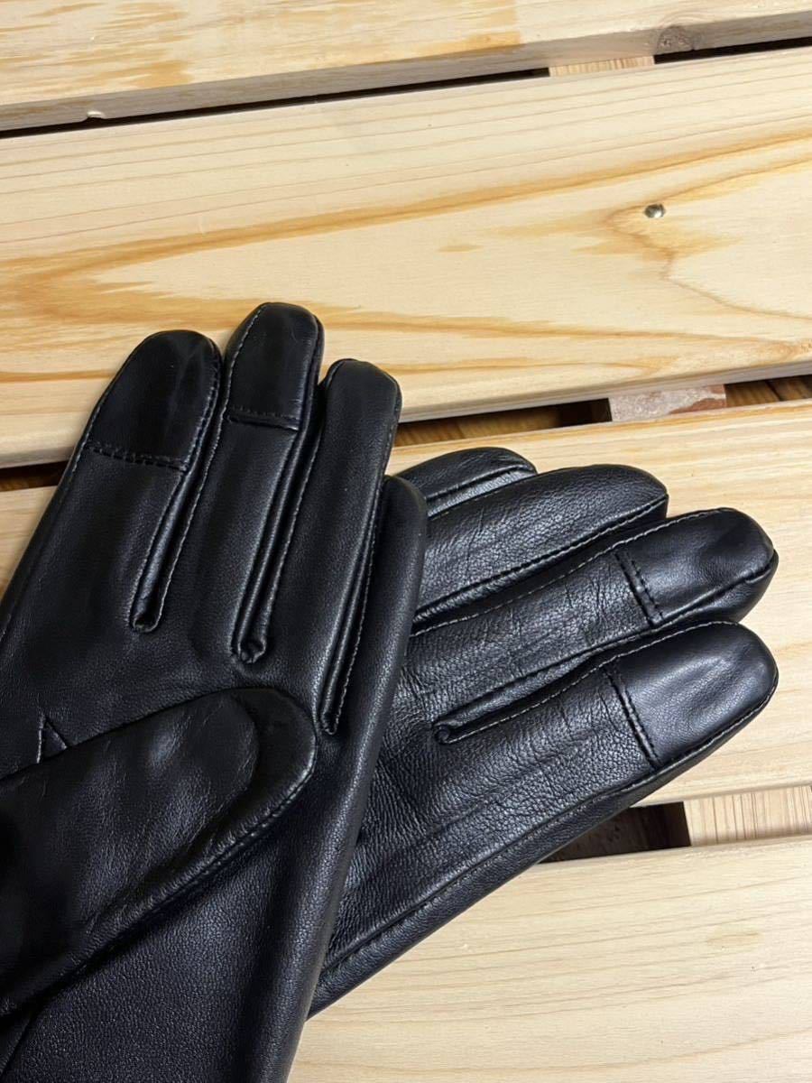  high class * one sheets leather glove book@ leather gloves semi long warm! original leather black smartphone correspondence 