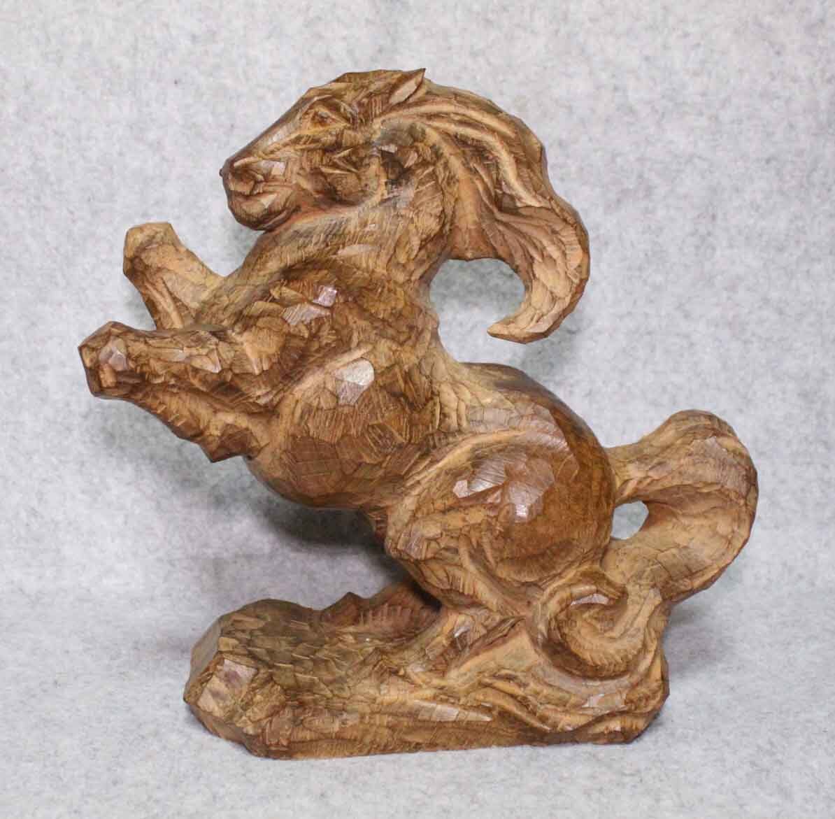 [j67]木彫り　彫刻　馬　置物 30cm　跳馬　horse　ウマ_画像1