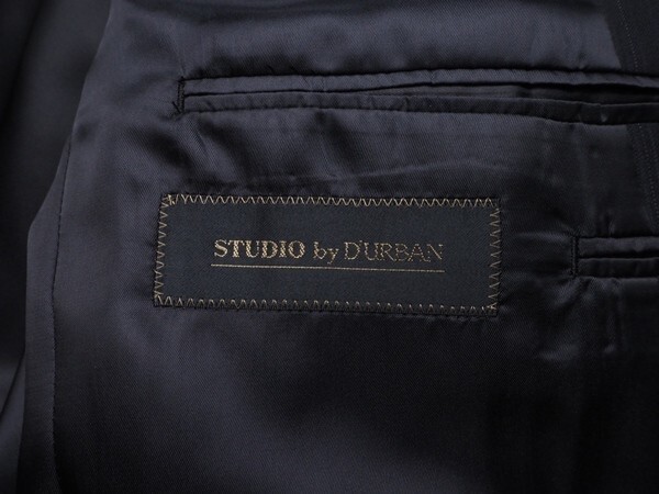 新品 STUDIO by DURBAN ダーバン Super100'S 艶感ウール100% ギャバジン ストライプ スーツAB4濃紺(39) 0400085_画像5