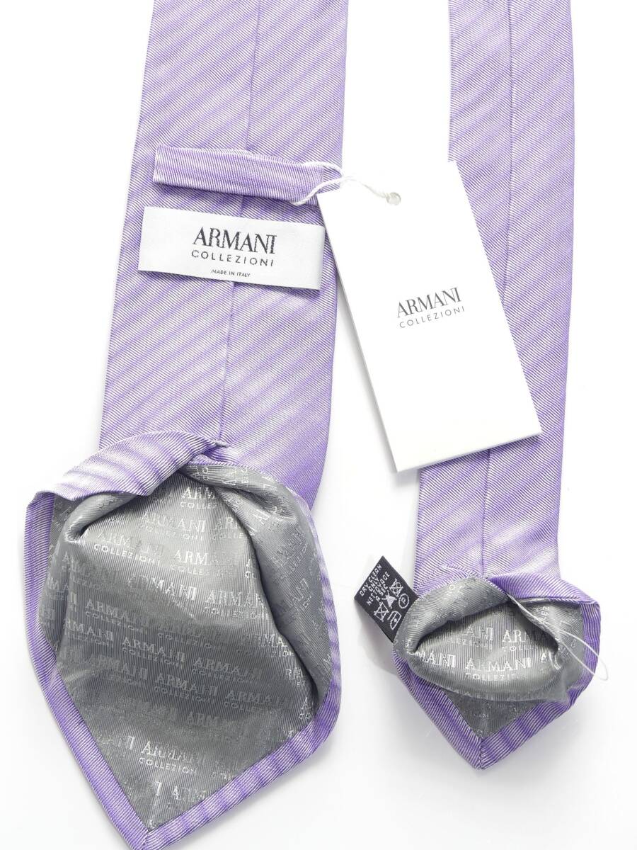 30,000円新品ARMANI COLLEZIONIアルマーニ★季節感◎ライトパープルのイタリア製シルクネクタイ_画像5