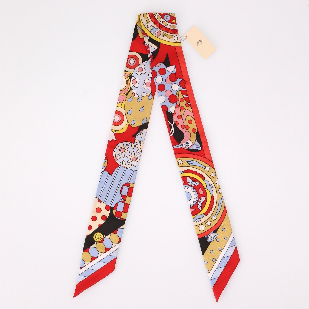 エルメス スカーフ ツイリー 森のささやき レッド / エベンヌ / マルチカラー サイズ5cmx86cm HERMES TWILLY SCARF H063005S 08 新品/2