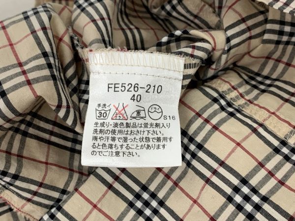 r1_5834 ★定形外 配送★ 美品 BURBERRY バーバリー ブルーレーベル 三陽商会 ノバチェック 七分袖シャツ 女性用サイズ/40_画像5